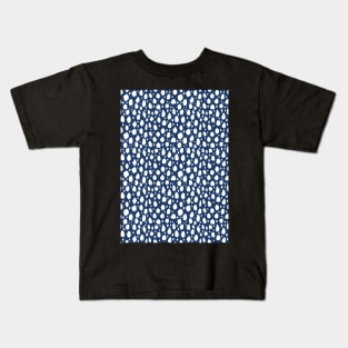 Blue and White Spot Dalmatian Pattern Kids T-Shirt